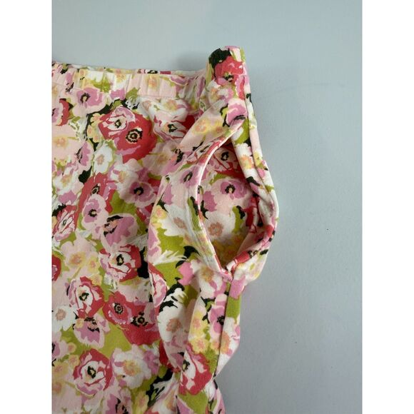 J Jill Pull On Skirt Cotton Modal Pink Green Floral Print Women's S Small - Picture 2 of 11